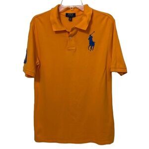 Ralph Lauren Polo Orange Polo Shirt Boys XL Big Blue Pony #3 Preppy